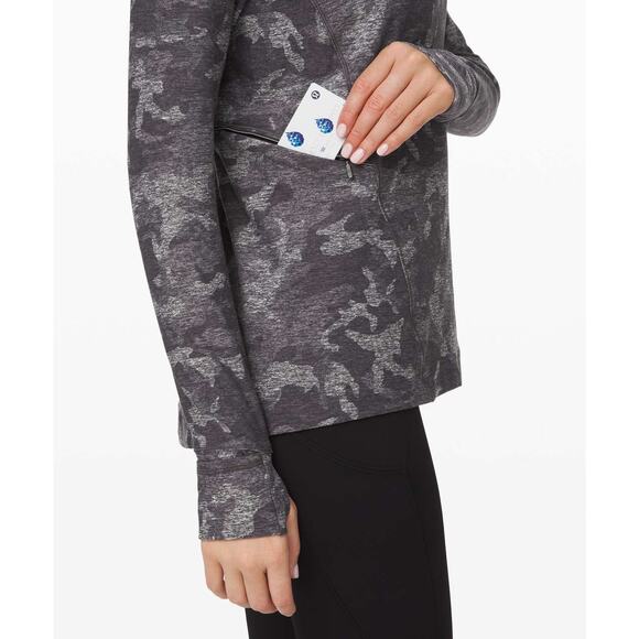 Lululemon Warm Stabilizer 1/2 Zip Hoodie Incognito Camo Black Size 6 Athleisure - Picture 4 of 12